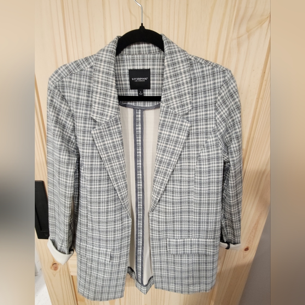 Liverpool Sage Green Gray Plaid Blazer